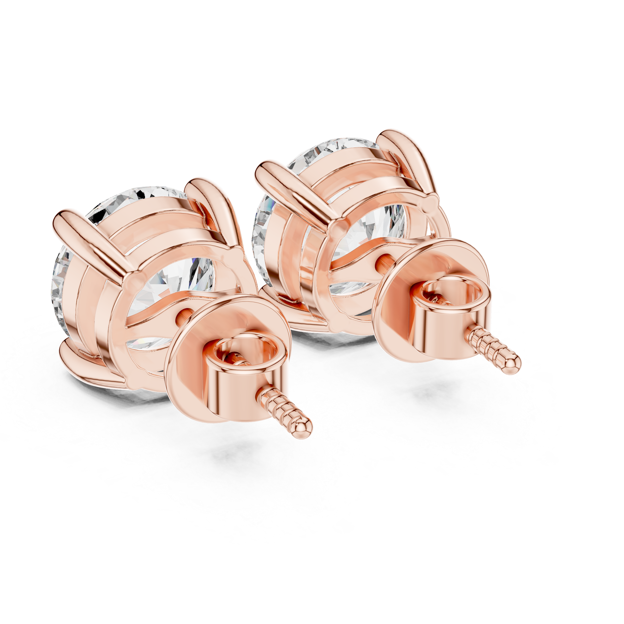 2.00 CT Round Cut Moissanite Diamond Stud Earrings in Solid Gold | Classic Solitaire Earrings for Women