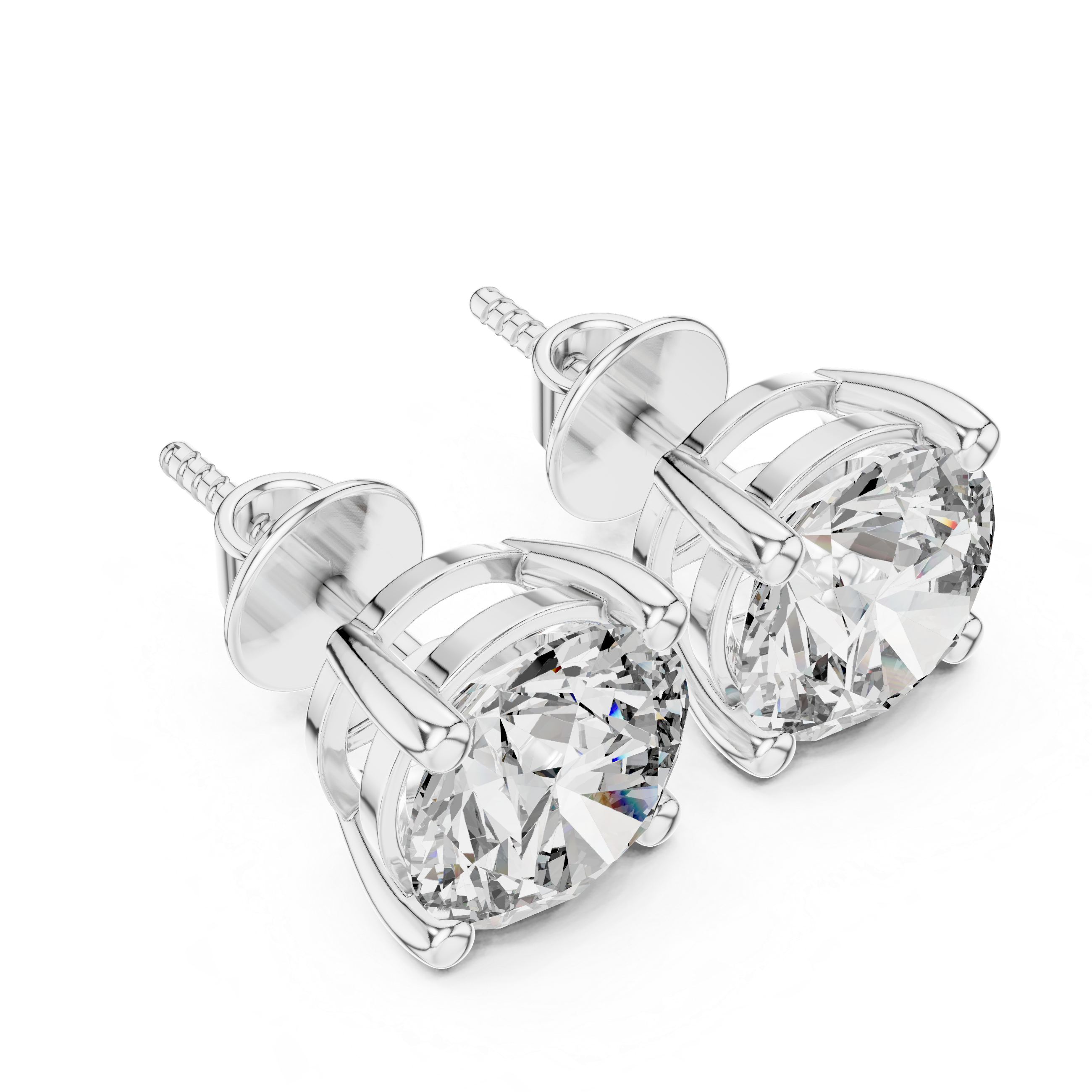 2.00 CT Round Cut Moissanite Diamond Stud Earrings in Solid Gold | Classic Solitaire Earrings for Women