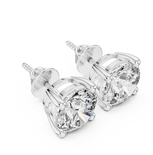 2.00 CT Round Cut Moissanite Diamond Stud Earrings in Solid Gold | Classic Solitaire Earrings for Women