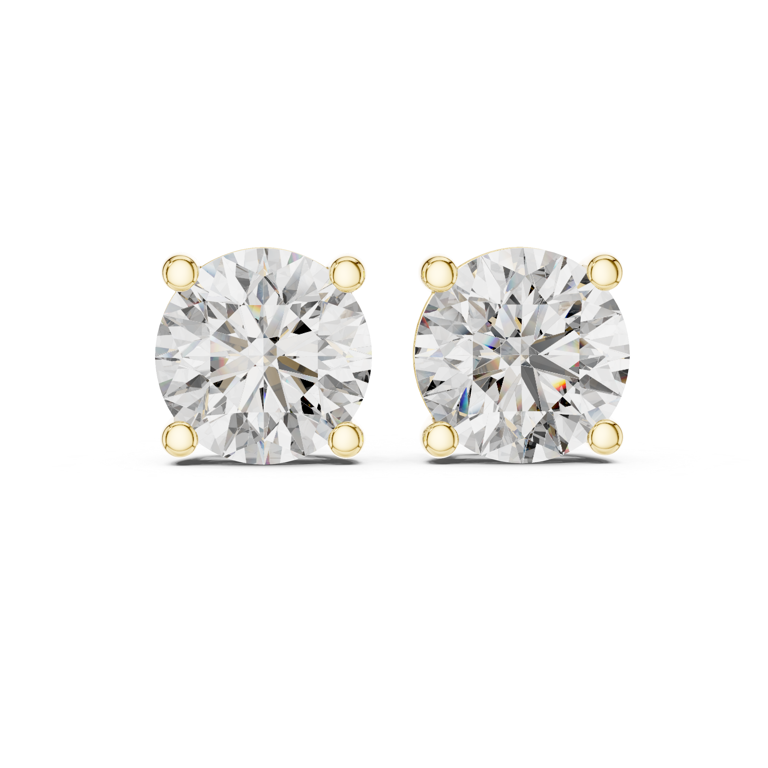 2.00 CT Round Cut Moissanite Diamond Stud Earrings in Solid Gold | Classic Solitaire Earrings for Women