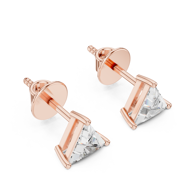 Trillion Cut Moissanite Diamond Stud Earrings in Solid Gold | Premium Solitaire Fine Jewelry