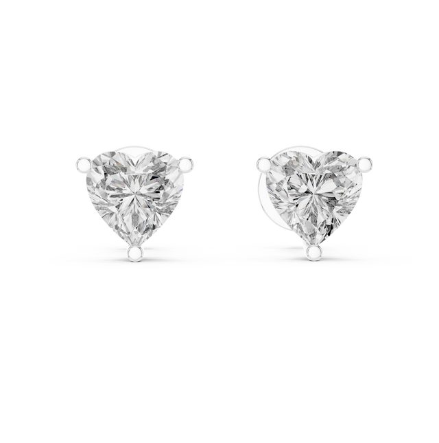 Premium Heart Cut Moissanite Diamond Stud Earrings in Solid Gold | Luxury Solitaire Fine Jewelry