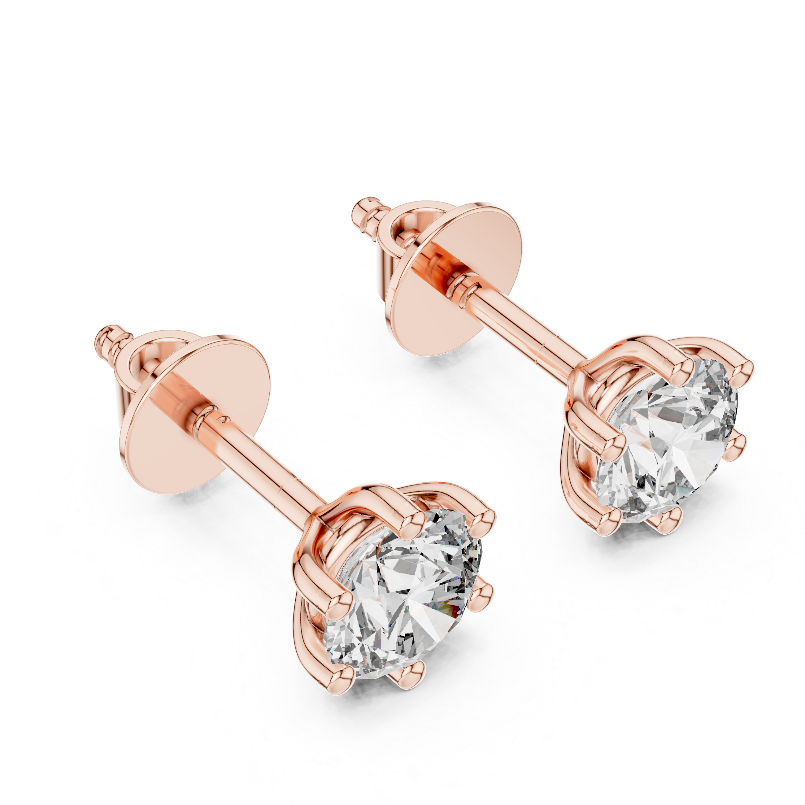 Heart Cut Moissanite Diamond Stud Earrings in Solid Gold | Classic Solitaire Fine Jewelry