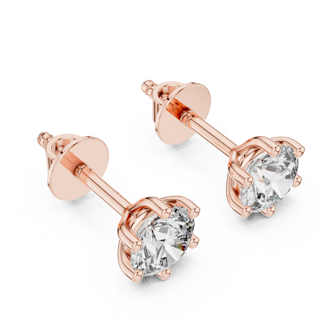 Heart Cut Moissanite Diamond Stud Earrings in Solid Gold | Classic Solitaire Fine Jewelry