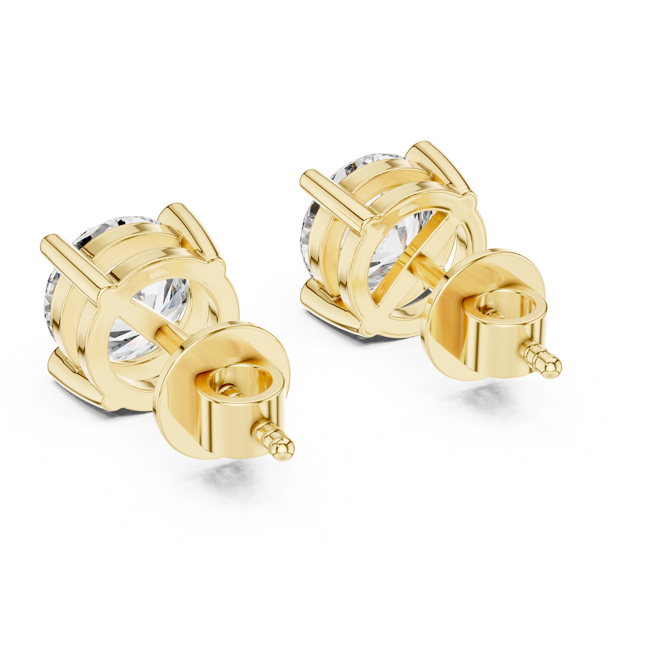 Round Cut Moissanite Diamond Stud Earrings in Solid Gold | Classic Four Prong Solitaire Fine Jewelry