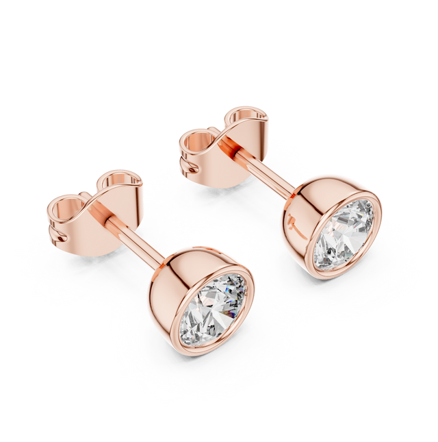 1.00 CT Round Cut Moissanite Diamond Stud Earrings Solid 18K Gold for Women