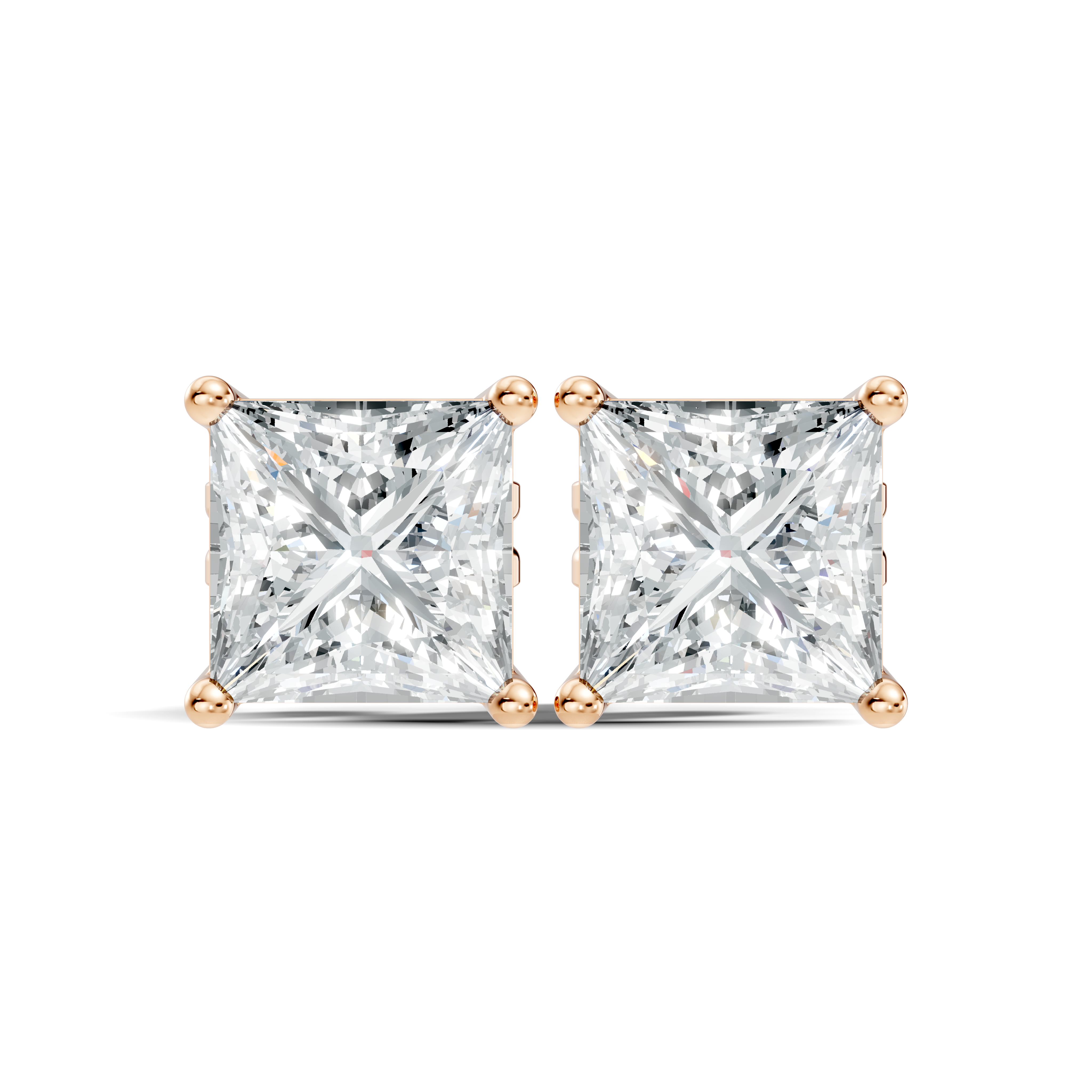 2.50 CT Princess Cut Moissanite Diamond Stud Earrings Solid 18K Gold for Women