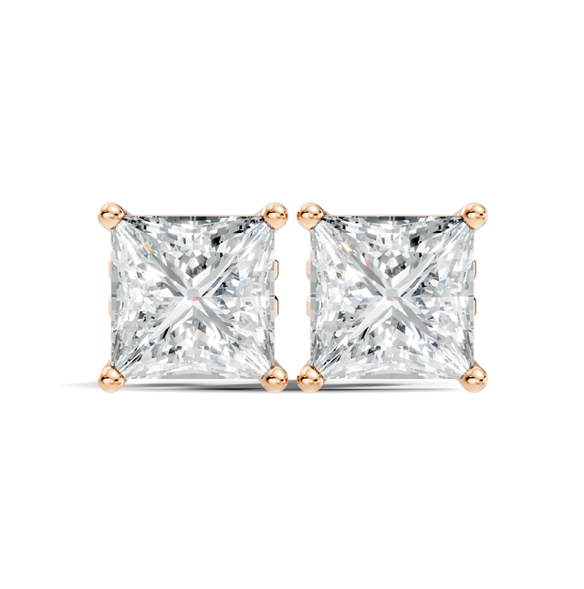 2.50 CT Princess Cut Moissanite Diamond Stud Earrings Solid 18K Gold for Women