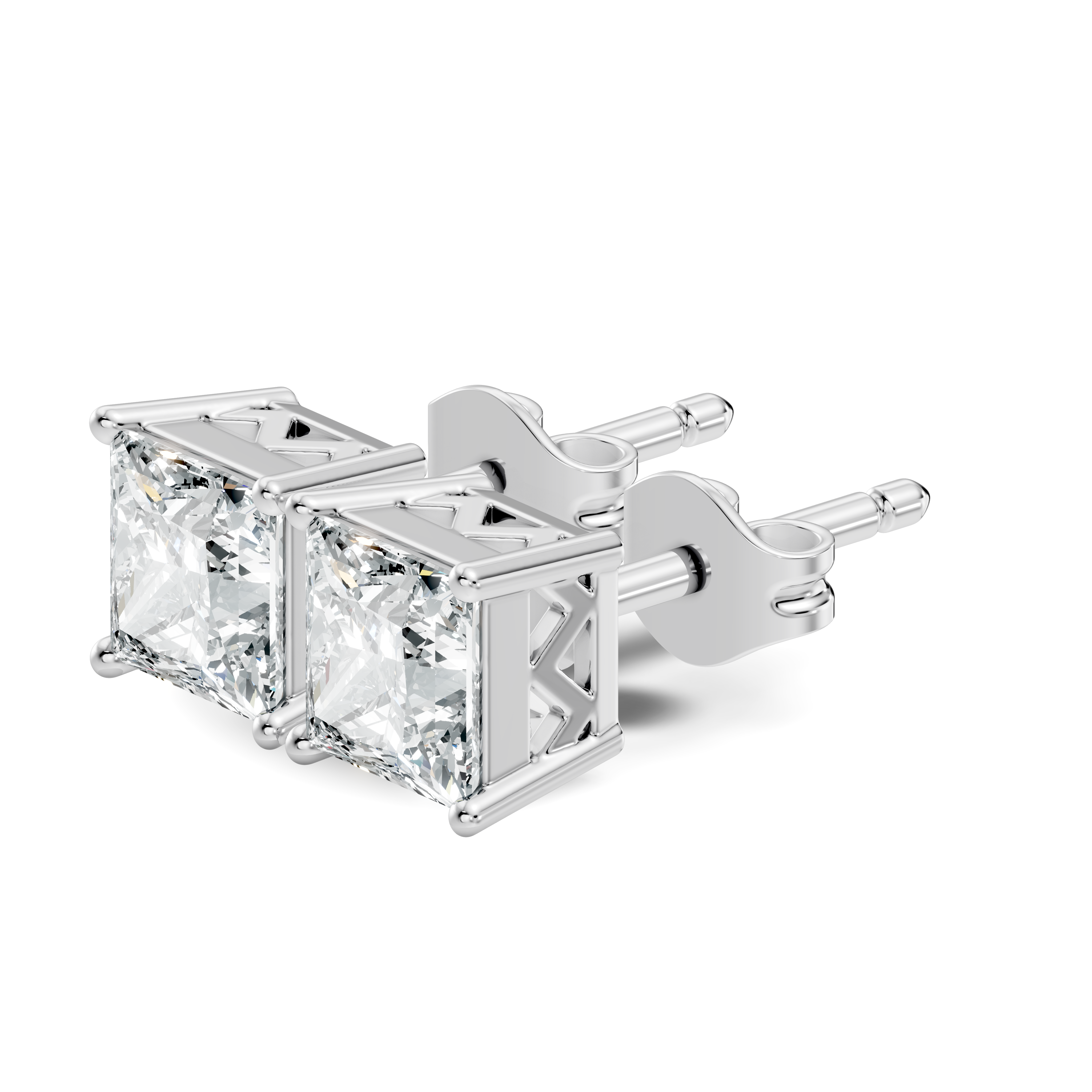 2.50 CT Princess Cut Moissanite Diamond Stud Earrings Solid 18K Gold for Women