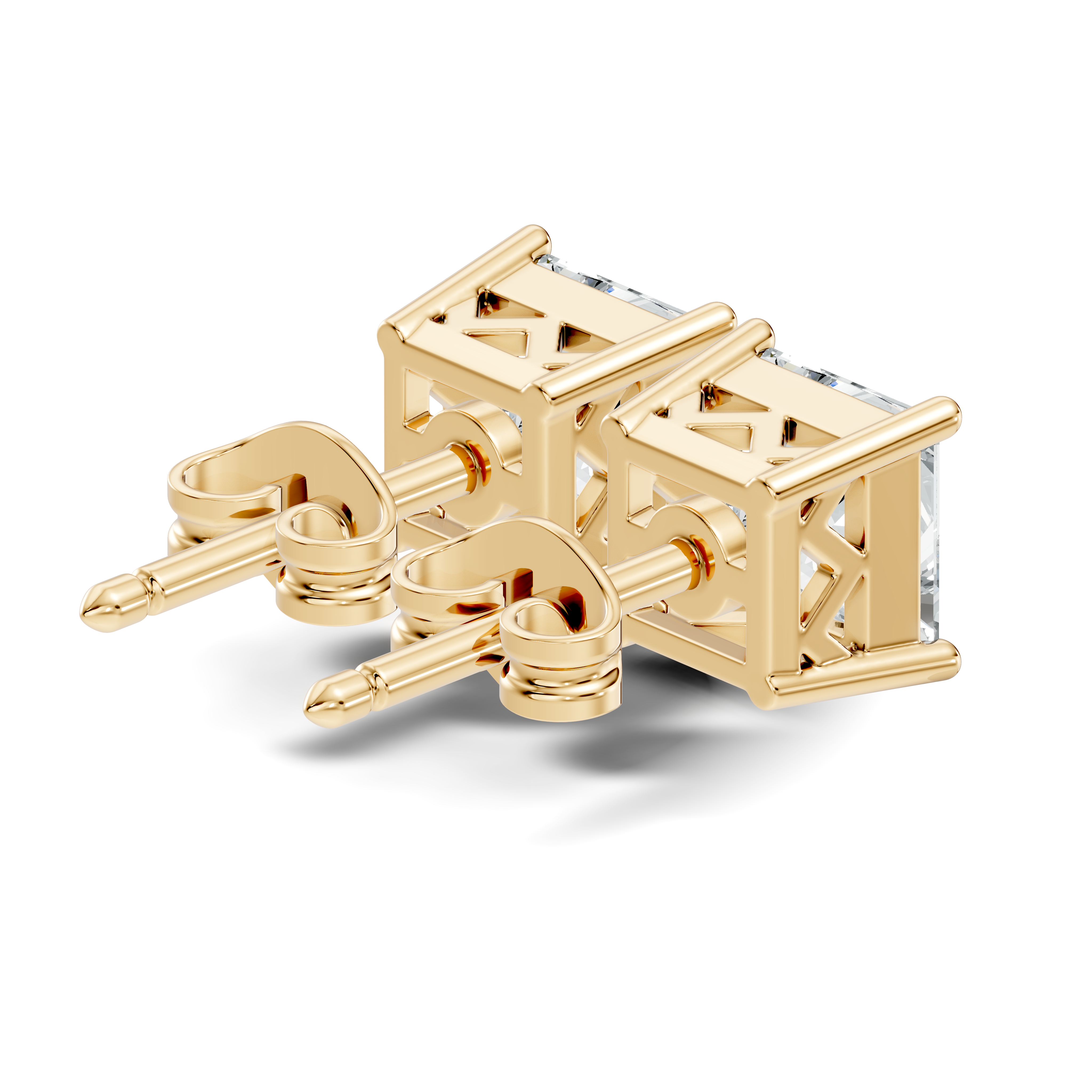2.50 CT Princess Cut Moissanite Diamond Stud Earrings Solid 18K Gold for Women